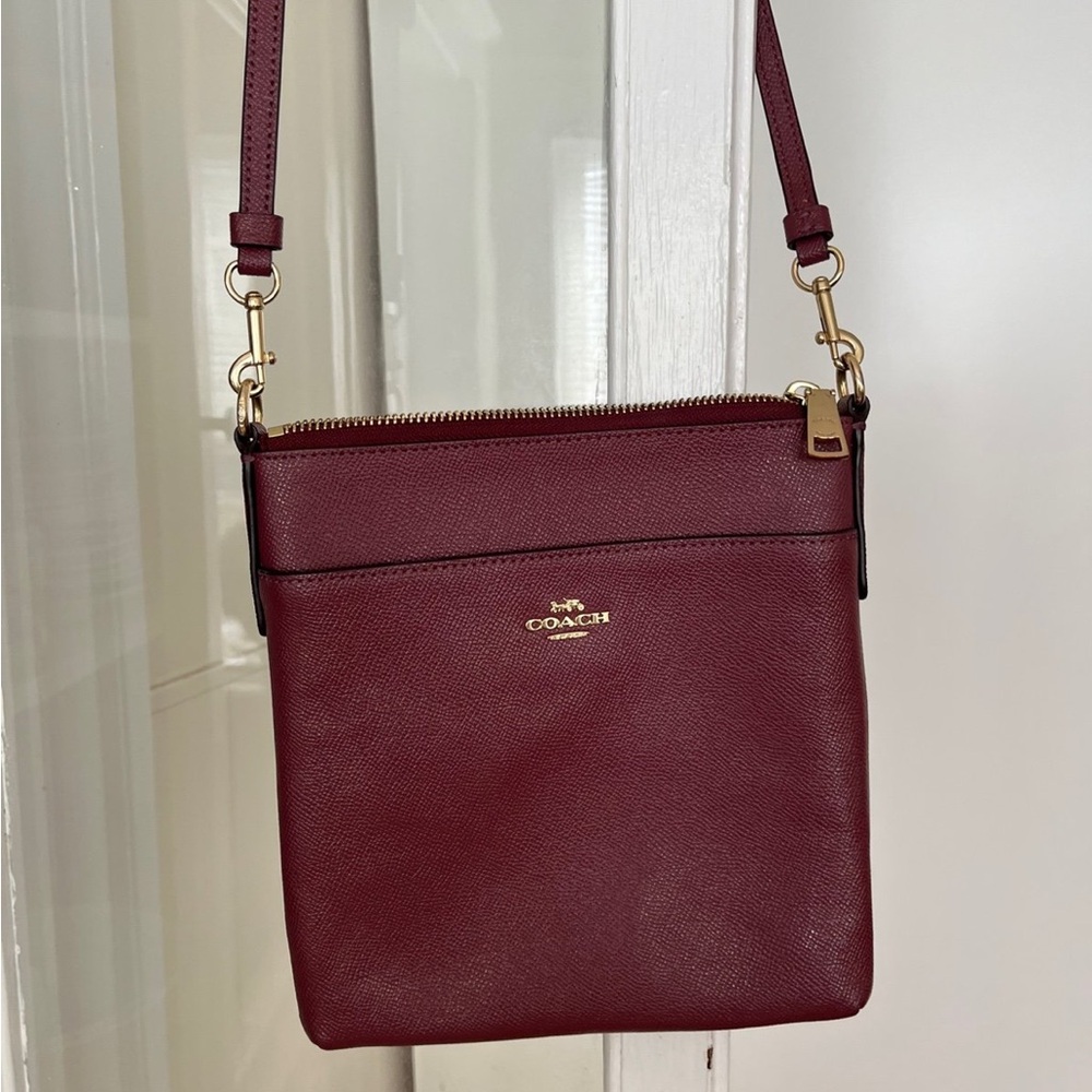 Coach Pebbled Leather Crossbody - Wine